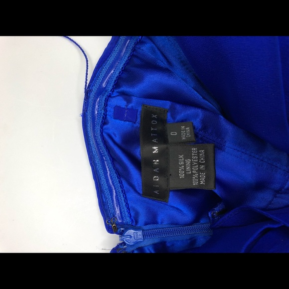 Aidan Mattox Silk Cobalt Blue Ruffle Dress - Picture 3 of 3